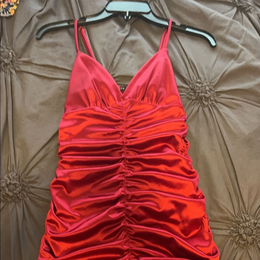 Dark Red homecoming dress.